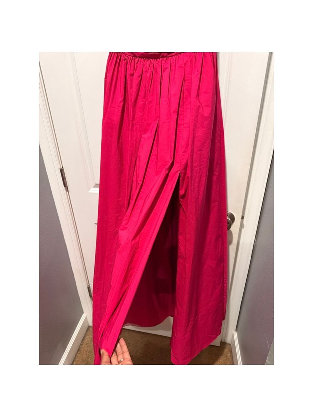 Women's Marchesa Notte Fuchsia Cutout Taffeta Halterneck Gown Size 6 - Picture 6 of 11